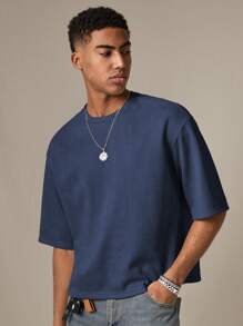 SWAVVY Camiseta de manga corta informal y holgada con bordado numérico para hombres
