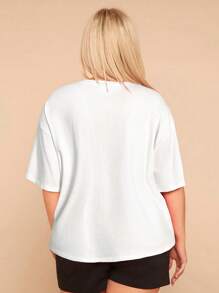 FRIENDS X SHEIN Mystic heart Camiseta casual de talla grande de verano con estampado gráfico de texto