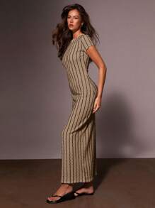 Athîral Women's Casual Striped Fitted Dress, Suitable For Vacation,Bodycon Dress