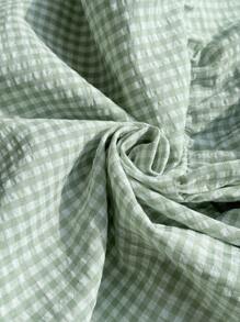 Comfortcana 大码薄荷绿和白色格子短袖休闲衬衫 - 薄荷綠 - 查看 8