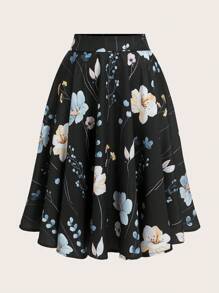 Ellevyn Women Elegant A-Line Floral Print Skirt