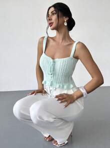 Firerie 女士前系带修身蕾丝花边吊带背心