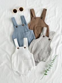 Vintaside Kids Conjunto de 4 piezas de pelele de unicolor para bebés niños, azul, marrón, blanco, gris, diseño minimalista, sin patrones, adecuado para aventuras al aire libre, ropa cómoda para el hogar, atuendo esencial diario para bebés