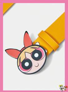 THE POWERPUFF GIRLS X SHEIN Blossom Pattern Orange PU Leather Belt - Multicolor - View 2