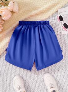 SHEIN Girls' Plain Simple Button Decor Shorts