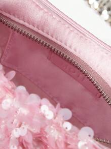 MOTF PREMIUM TOP HANDLE BAG WITH SEQUIN AND RHINESTONE DETAILS - Pink - View 8