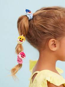 BABY SHARK X SHEIN 9 cái/bộ Dây buộc tóc hoạt hình cá dễ thương/Dây buộc tóc đàn hồi, dày, bản rộng, không kéo tóc, dành cho bé gái - Nhiều màu - Xem 2