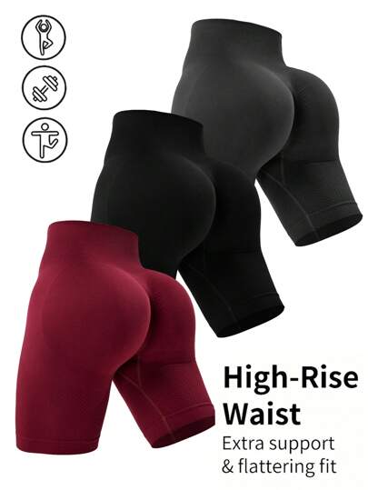 Easithlete Dam enfärgade högmidjade fitness träningsshorts med vardagsliv