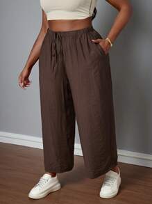 SHEIN PETITE CURVE Pantalones sueltos de unicolor casuales de talla grande