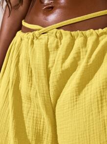 Musera Resort Lässige Hose mit tiefer Taillenkruzung, weitem Bein aus Musselin, für Frühling, Sommer, Urlaub, sexy, Boho, Ibiza-Festival, Strand, Badeanzug-Cover-Up, mädchenhaft, pastellfarben