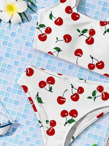Tween Girls Casual Floral Print Tankini Swimsuit Set, Suitable For Summer - Multicolor - View 3