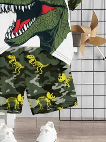 SHEIN 2 件套男童休闲圆领短袖 T 恤和短裤，适合夏季