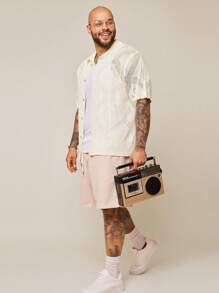 EASEVO Plus Size Men's Casual Half Sleeve Hollow Out Knit Cardigan Fall Sweater, Winter