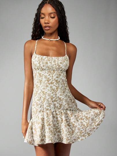 empire waist fit and flare dress Enchanted Emerald Green Floral Wrap Dress