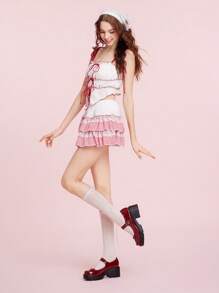 CUCCOO DOLLMOD Women Sweet Bowknot Decor Platform Wedge Heel Shoes BURGUNDY Heels Spring Shoes Spring Break Easter For Christmas - Burgundy - View 2