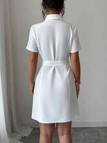 Elenzga 女式刺绣系腰领迷你连衣裙