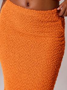 MUSERA Falda maxi de punto texturizada de talle bajo, ajuste recto, solo Bottom, coordinado, Ibiza, sexy, vacaciones, verano, festival, ropa de playa, romántica, elegante, cumpleaños, Acción de Gracias