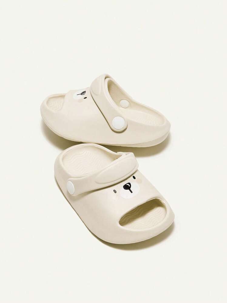 Cozy Pixies Sandalia De Bebê Fofa Com Estampa De Urso, Respirável, Macia, Antiderrapante, Durável E Versátil Com Furos - Bege - Visão 6