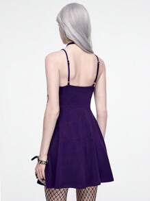 ROMWE Gothic Style Solid Color Sexy Women's Mini Dress, Summer - Purple - View 3