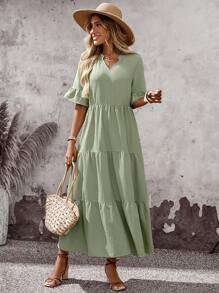 EMERY ROSE 女士长裙 女士夏季连衣裙 女士沙滩装 乡村音乐会装 女士度假装 女士休闲装 女士工作装 女士端庄装 - 綠色 - 查看 7