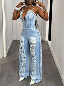 BamGleam 性感牛仔吊带裤和连体裤，适合女士外出和派对穿着