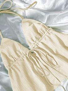 Sunnyshic Top con tirantes y cordón verde para mujer, de primavera y verano - Albaricoque - Ver 5