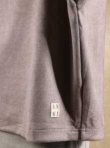 SUMWON Camiseta de manga corta con detalles de rayas oversize, estilo casual de calle, ajuste relajado, prenda esencial de streetwear - Marrón Mocha - Ver 6