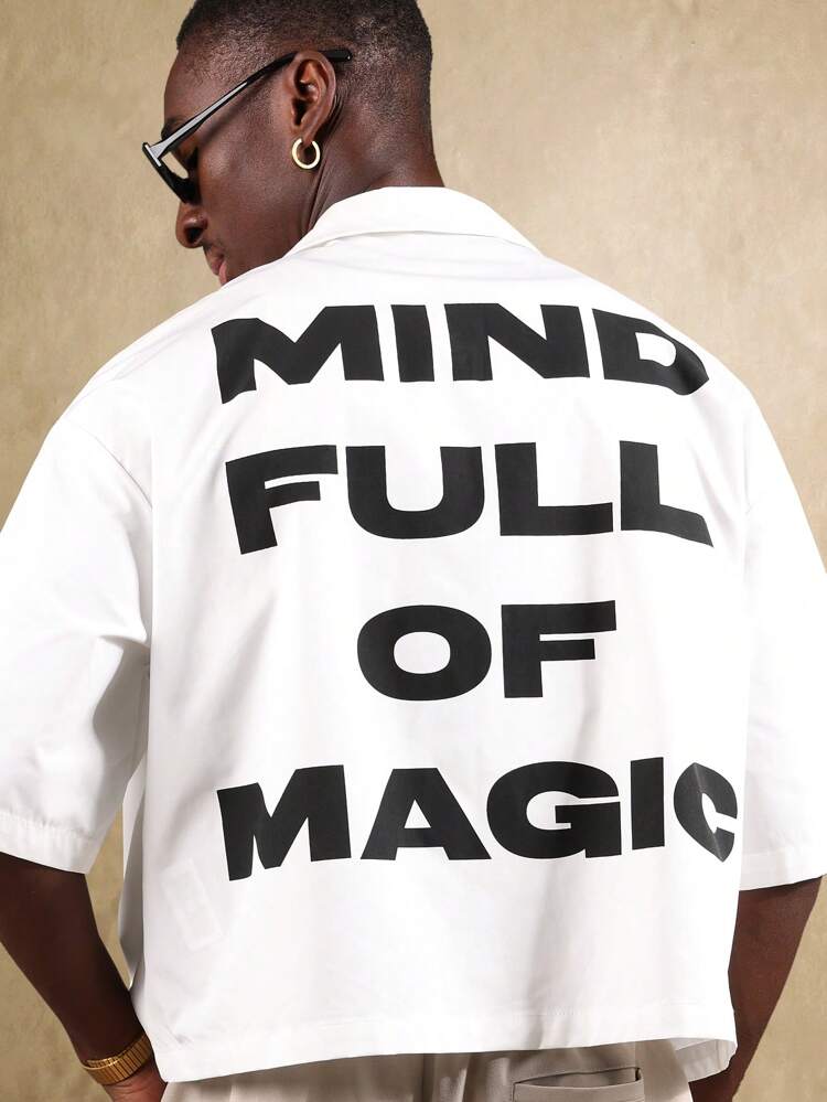 Statement Print Short Sleeve Button Down Shirt