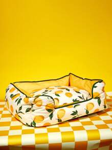 PETSIN 1件装宠物四季舒适透气柠檬时尚印花垫内胆可拆卸可洗猫狗窝垫 - 彩色 - 查看 8