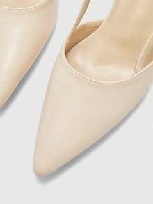 CUCCOO BIZCHIC 女士时尚尖头米色后带晚会通勤电镀组合高跟鞋 - 糯米白色 - 查看 7