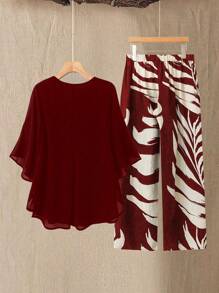 EMERY ROSE 2 chiếc/bộ áo cánh dơi tay lỡ cỡ lớn cho nữ - Màu Đỏ Sâu - Xem 2