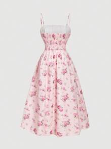 SHEIN MOD 加大码花卉印花褶饰胸围蝴蝶结装饰无袖夏装 - 彩色 - 查看 2