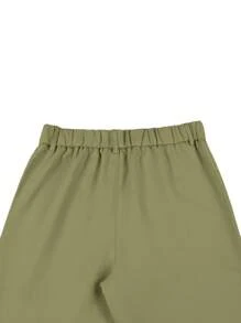 Manfinity Mode Herren Lässig einfarbige Bundfaltenhose - Olivgrün - Übersicht 7