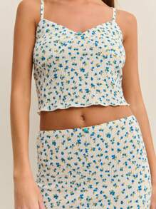 Nöista Conjunto de dos piezas de verano para mujer, conjunto casual de top con tirantes y falda midi, atuendo para el 4 de julio