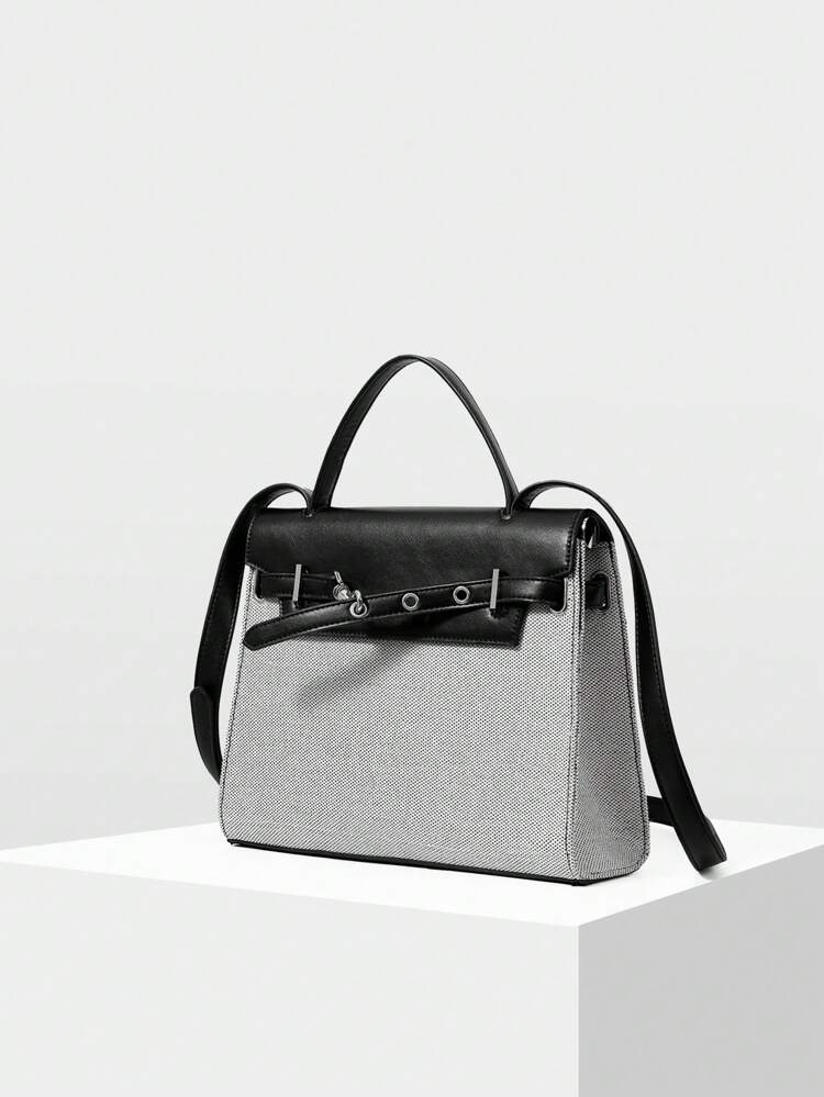 PU LEATHER EYELETS HANDBAG