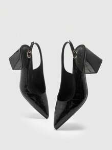 CUCCOO BIZCHIC Women's Classic Black Chunky Heel Pumps, Elegant For Commuting, Dating, Party, Holiday, Wedding For Christmas Spring Shoes - Black - View 6