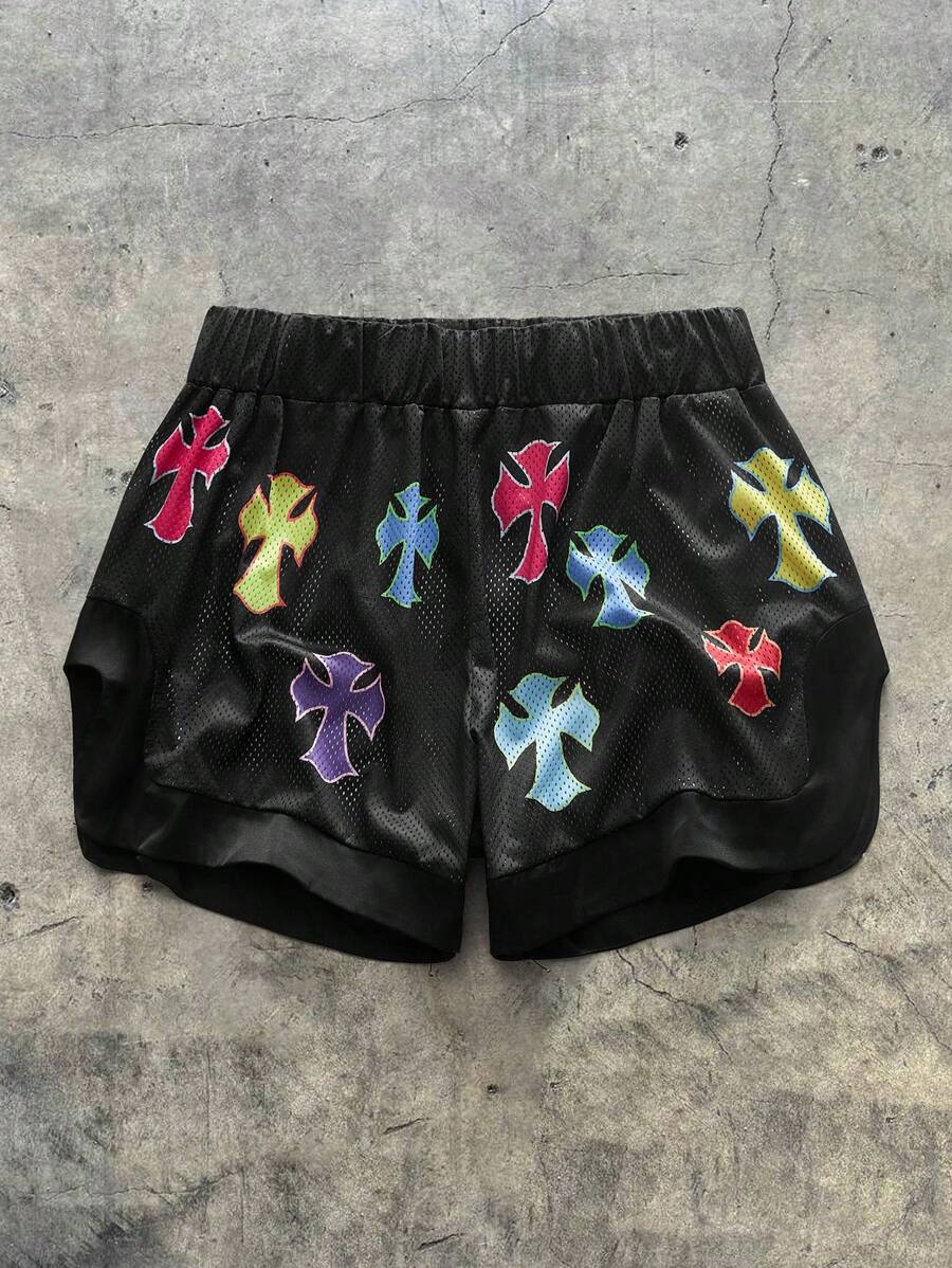 AXEPEAK 休闲运动街头风格网眼面料松紧腰带男士短裤