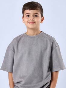 SUMWON Camiseta de corte holgado de estilo urbano premium con estampado de la Avenida Melrose, Los Ángeles, de ajuste cómodo, moda casual de verano clásica - Gris - Ver 5