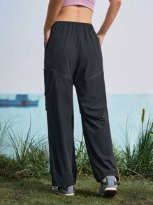In My Nature Pantalones de senderismo rectos con pliegues de unicolor para mujeres - Negro - Ver 8