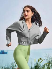 In My Nature Jachetă de protecție solară cu glugă pentru femei, culoare uni, vară