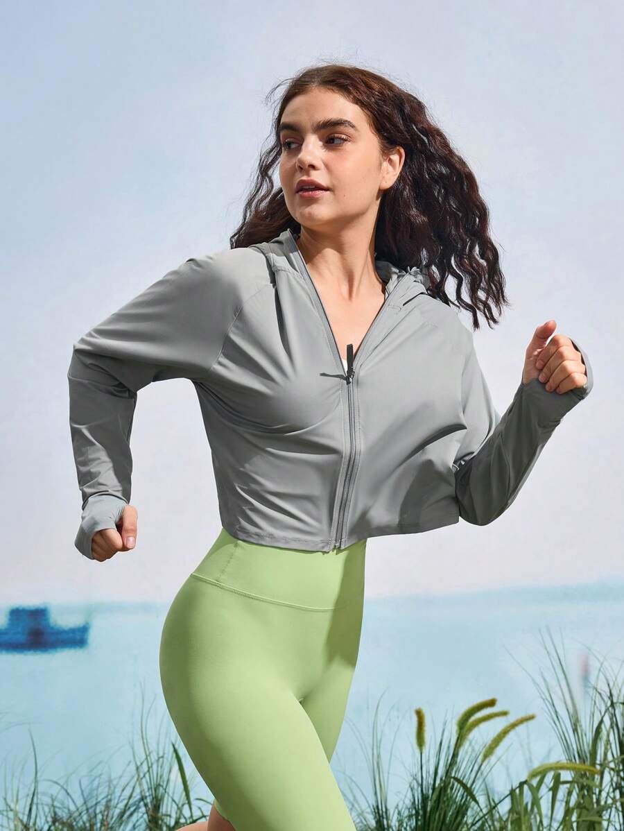 In My Nature Jachetă de protecție solară cu glugă pentru femei, culoare uni, vară