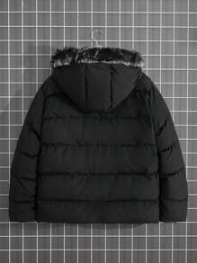 EURMUSE Áo khoác lông trùm đầu AW Regular Casual dành cho nam - màu đen - Xem 2