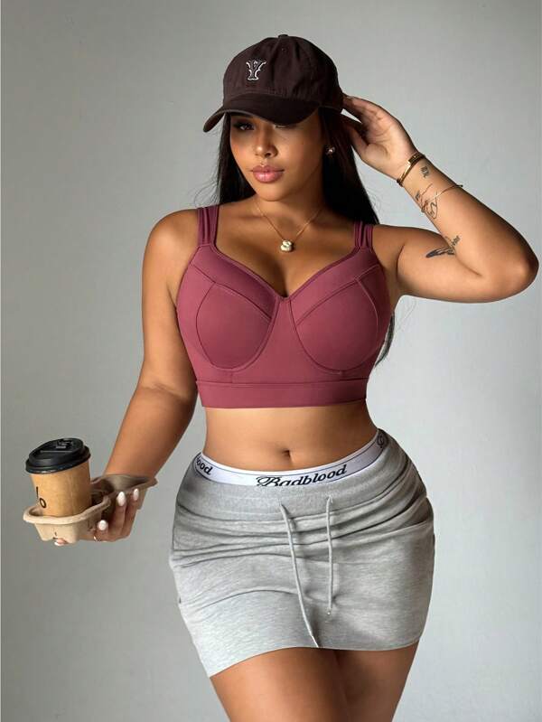 Easithlete Sujetador deportivo con copas fijas de alto soporte para tallas grandes, que levanta y da forma al busto, transpirable