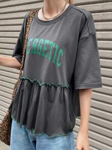 FRIFUL Women's Loose Letter T-Shirt, Summer Casual Tops
