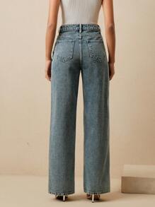 Anewsta 女士直筒水钻装饰优雅派对裤，适合春季、情人节、圣诞节穿着，显瘦。 - 藍色 - 查看 2