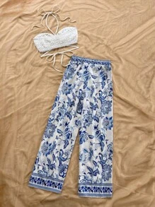 Soleia Trang phục hai mảnh dành cho phụ nữ mặc hàng ngày - Xanh và trắng - Xem 2