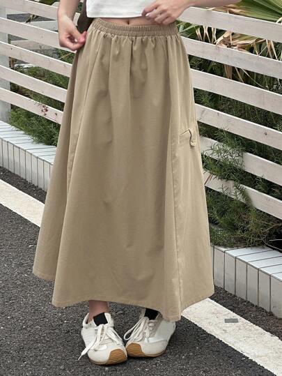 Dazy Kids Teen Girls' Casual Solid Color Long Skirt,Girls Summer Outfits,Back To School Clothes