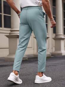 Manfinity Mode Men's Casual Versatile Solid Color Tapered Suit Pants