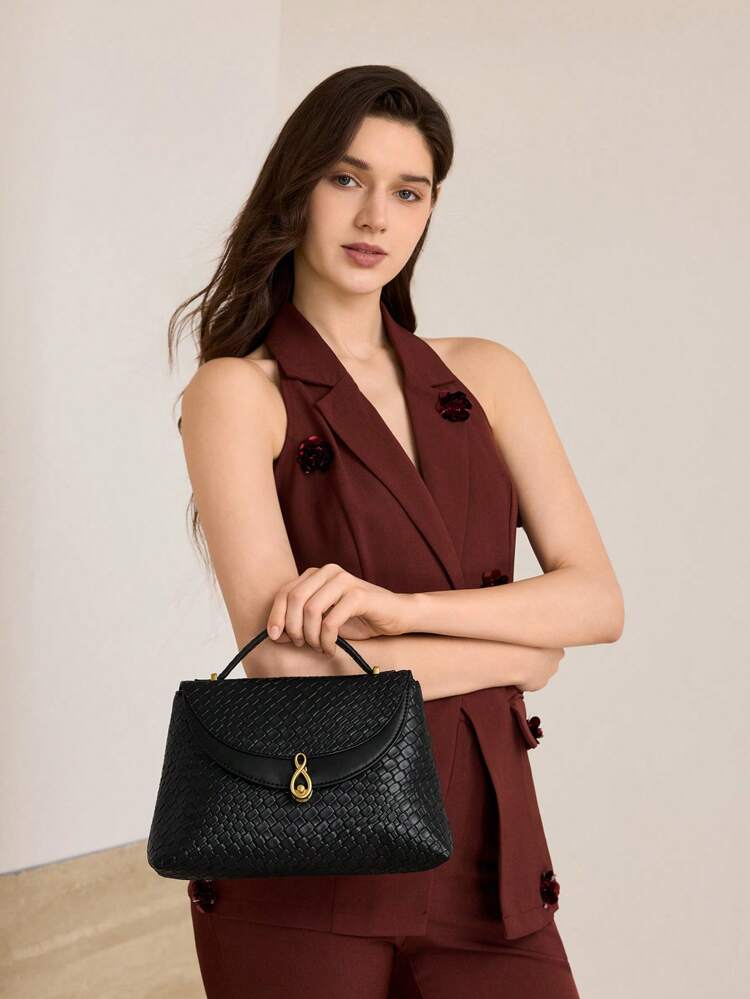 TEXTURED PU LEATHER HANDBAG
