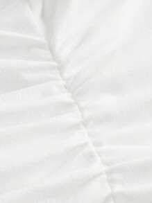 SHEIN EZwear 休闲简约度假蓝色海星、花卉和贝壳图案垂坠领口系带修身百搭衬衫 - 彩色 - 查看 3